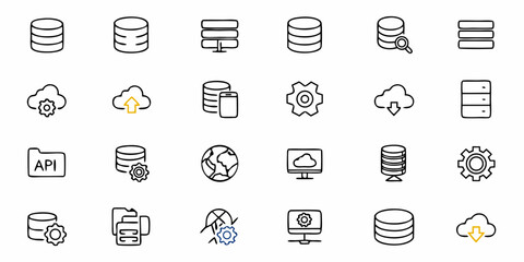 Dynamic data icons representing cloud storage, databases, and API connections for modern business solutions