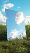 © Wayu - Large Mirror Reflecting Sky and Clouds in a Grassy Field Nature Reflection Surreal Landscape
