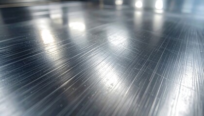 Abstract Texture Close Up Reflective Metal Surface with Blurred Background and Streaks of Light