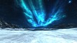 © Preecha - Vibrant 3D blue aurora borealis lighting up a night sky: A mesmerizing scene of a 3D aurora borealis in shades of electric blue and teal, dancing across a dark starry night sky, with snowy landscapes