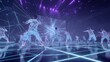 © Huzaifa - Futuristic virtual reality dance performance with digital avatars and neon lights on stage show floor