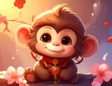Cute monkey in a landscape