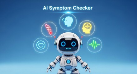 Robot assistant checking symptoms with artificial intelligence for healthcare