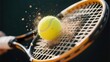 © ArikEkaSatya - Tennis ball hitting racket with dirt spraying in dramatic sports action