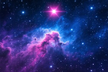 Wall Mural - An abstract galaxy field of bright blue and dark stars fills the deep night sky