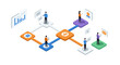 © Santiago - Collaborative network concept with isometric people and infographics