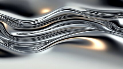 Wall Mural - elegant abstract surface featuring smooth metallic waves with polished silvery gradient texture