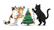 © Tahura - Festive feline fun: Adorable cats work together, decking a vibrant Christmas tree, creating a heartwarming holiday scene filled with joy and feline charm.