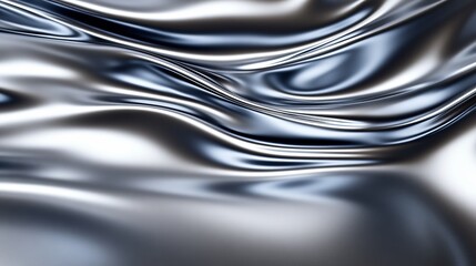 Wall Mural - anodized industrial alloy with liquid polished texture and decorative flowing wave pattern design