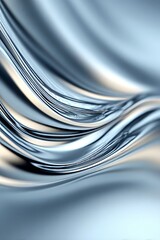 Sticker - abstract chrome waves with metallic fluid gradient texture in elegant artistic surface design.