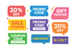 © Irina - Colorful collection of discount and promo code labels in various shapes