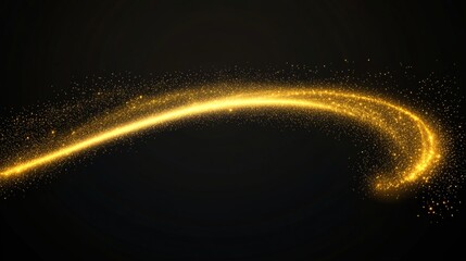Canvas Print - radiant golden sparkle vector trajectory with vibrant glow curve and shimmering effect on black