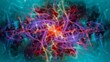 © Anton - Vibrant abstract image featuring cosmic explosion with swirling purple and red lines against dark blue background, creating dynamic and energetic visual effect.