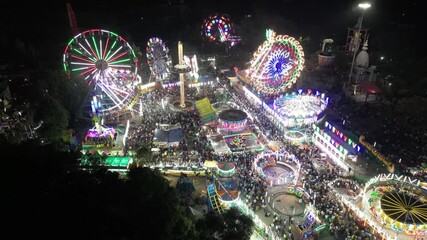 Wall Mural - Aerial view of Dussehra Mela in Ludhiana, Punjab, India.