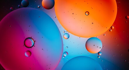 Canvas Print - abstract macro view of oil and water bubbles with vibrant colors image photo