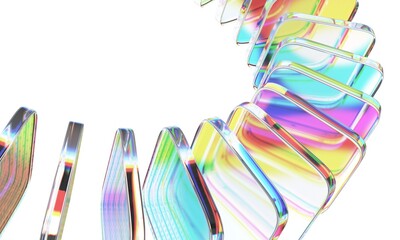 Wall Mural - abstract background design, iridescent glass cubes, 3d render