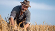 © Frenza - Farmer harvesting golden wheat in the field