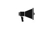 © AJI T - Black megaphone icon representing announcement communication and public speaking sound amplification symbol.
