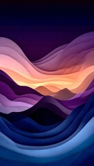 Canvas Print - tranquil abstract landscape with flowing waves, coastal colors and warm dusk hues in harmony