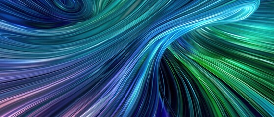 Wall Mural - Blue Purple and Green Colored Curves Form Dynamic Colorful Swoosh Background in 3D Render with Modern Abstract Flowing Design.