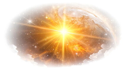 bright glowing starburst radiating light and energy in a celestial nebula