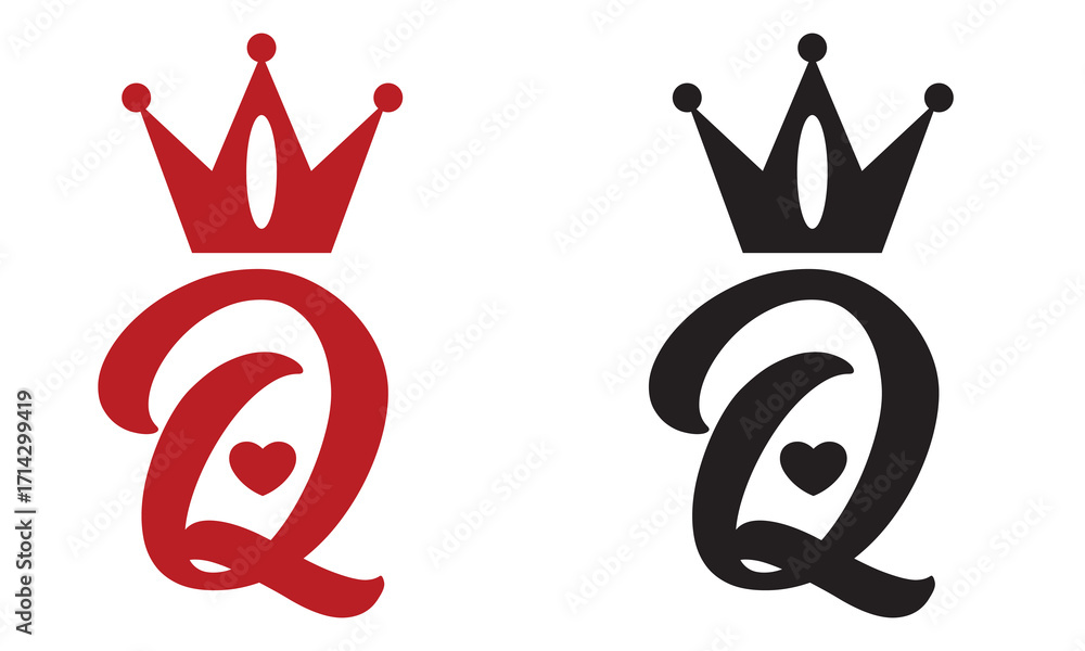 Queen of hearts card symbol vector . Queen playing card symbol in black ...