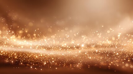 Wall Mural - Abstract glowing golden light field with copper sparkles in soft warm haze, dreamy and elegant background