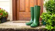 © Gundol - Green rain boots by a wooden door