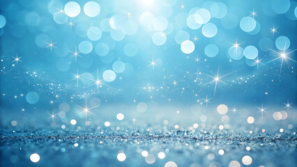 Wall Mural - Soft blue bokeh lights and sparkling glitter creating a magical and ethereal background effect