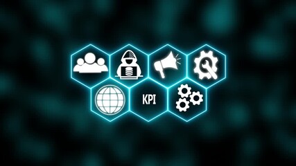 A Power button in German on a futuristic display. Technology and network concept. abstract wave technology background. with colorful light digital effect corporate concept.