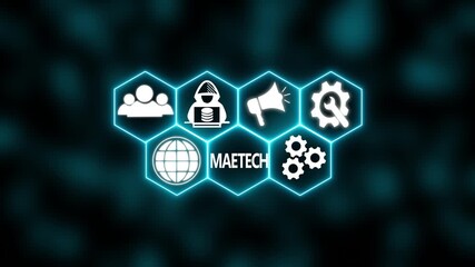 A Power button in German on a futuristic display. Technology and network concept. abstract wave technology background. with colorful light digital effect corporate concept.