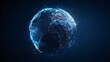 © zahid - Abstract Lowpoly Globe with Glowing Edges on Dark Blue Background