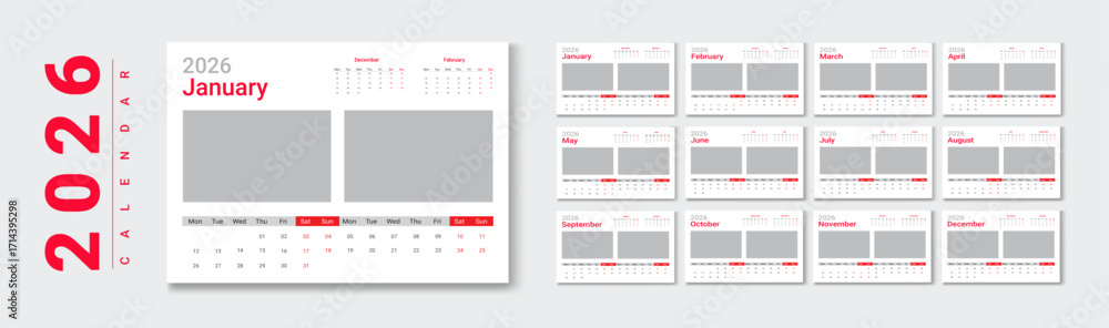 Printable 2026 Desk Calendar Design Clean Professional Office Table ...