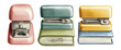 © Putra - Vintage Staplers in Pastel Colors with Book on Transparent Background