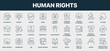 © stas111 - Human rights signed line icon collection. Includes justice, democracy, protest, gender equality, freedom of speech, activism, education, petition, personal data protection