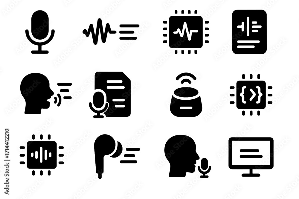 Language Devices Icon Icon earbud waveform module to dictation speech vector language ...