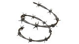 Realistic Barbed Wire Isolated on Transparent Background, Sharp Metal Fence with Spikes Symbolizing Security, Danger, Protection and Restricted Area