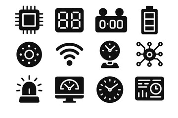 Time microchip hub circuit monitoring ai holographic vector dial meter icon control