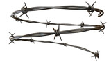 Realistic Barbed Wire Isolated on Transparent Background, Sharp Metal Fence with Spikes Symbolizing Security, Danger, Protection and Restricted Area