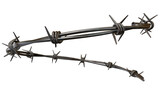 Realistic Barbed Wire Isolated on Transparent Background, Sharp Metal Fence with Spikes Symbolizing Security, Danger, Protection and Restricted Area