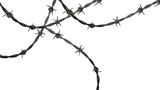 Realistic Barbed Wire Isolated on Transparent Background, Sharp Metal Fence with Spikes Symbolizing Security, Danger, Protection and Restricted Area