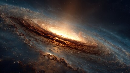 Wall Mural - Glowing Spiral Galaxy in Deep Space