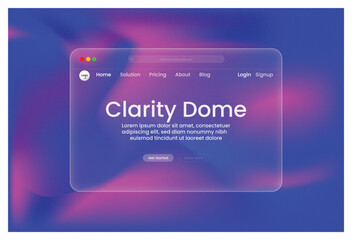 Sleek Website Design Mockup Clarity Dome Interface Presentation UI UX Template with Modern Glass Effect Blue and Pink