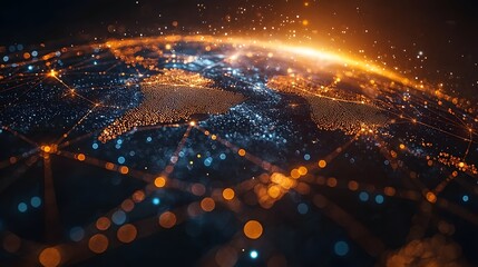 Wall Mural - digital globe with glowing connections and data streams representing global connectivity