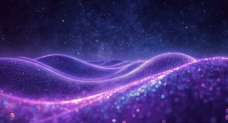 Wall Mural - Cyan fractal spirals emerging from violet canvas with golden dots accenting infinite geometric motion
