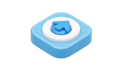 Blue arrow icon 3d render graphic design element for ui ux design and web development interface application on transparent background
