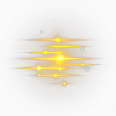 Wall Mural - Bright Yellow Light Effect with Shooting Stars Isolate On Transparent Background, cutout, png