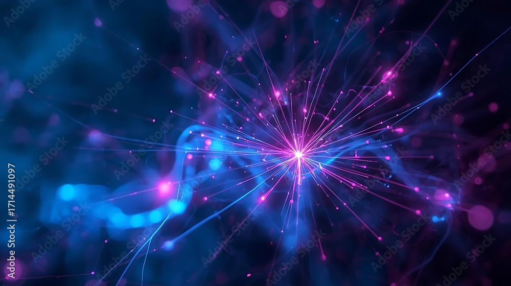 Abstract visualization of a neural network with glowing nodes and ...