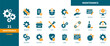 © Vector4all - System maintenance icon set. Containing technical repair, machine support, adjustment, and service icons. Solid icon collection.