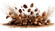© Shakhayat - Coffee beans and splash of drink on brown gradient background